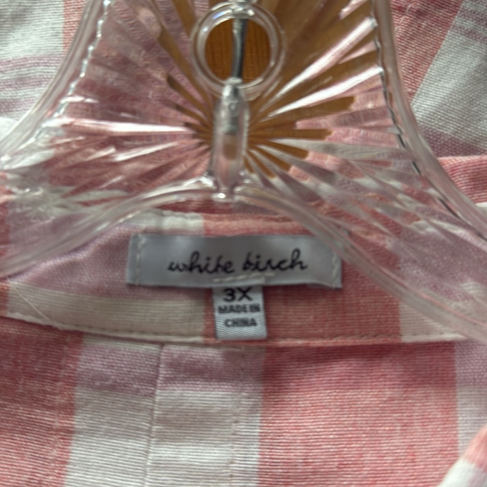 Plaid Button-Up Shirt - Pink and White, 3/4 sleeve button up, never worn - Picture 3 of 3